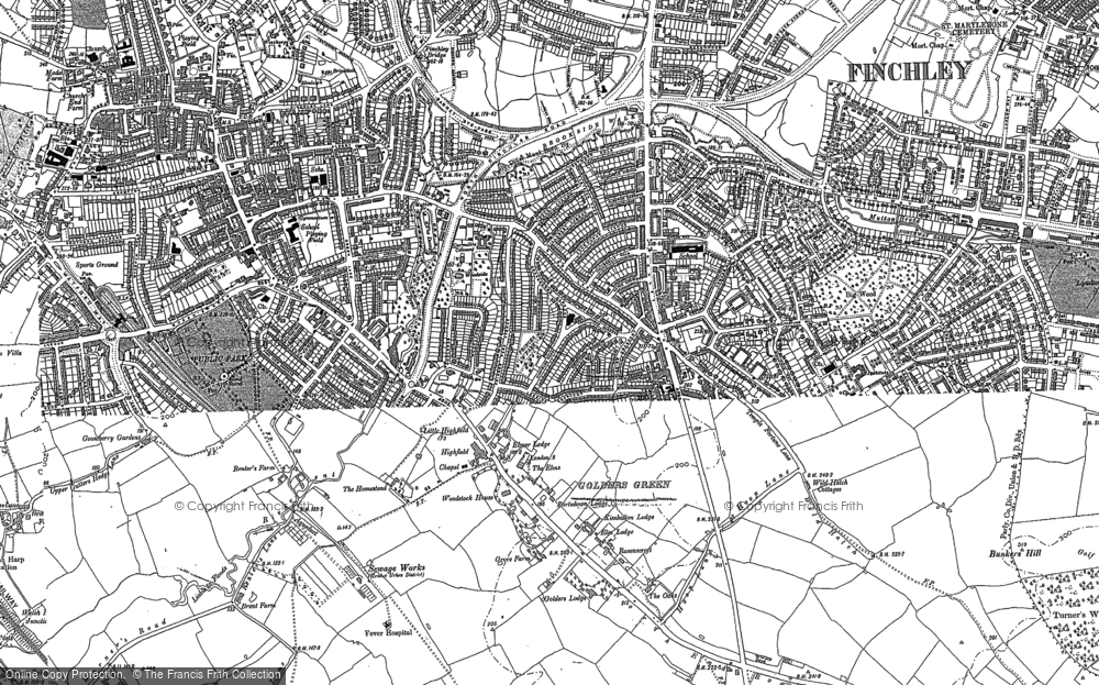 Old Map of Historic Map covering Child's Hill in 1894