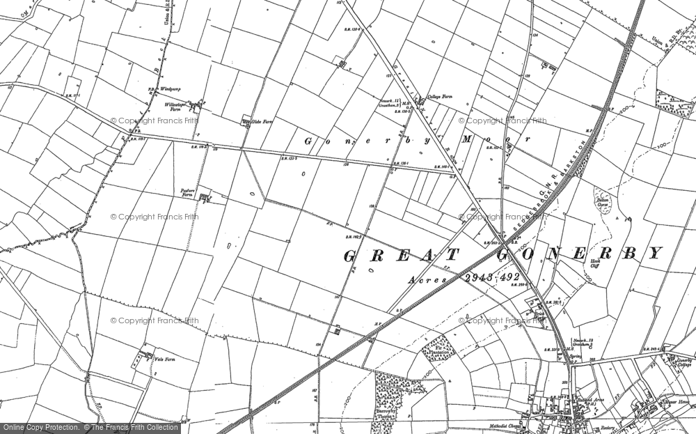 Old Map of Gonerby Moor, 1887 in 1887