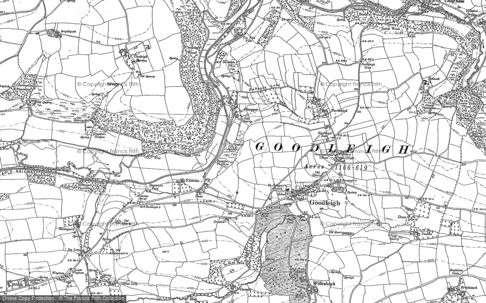 Old Map of Historic Map covering Cross in 1885