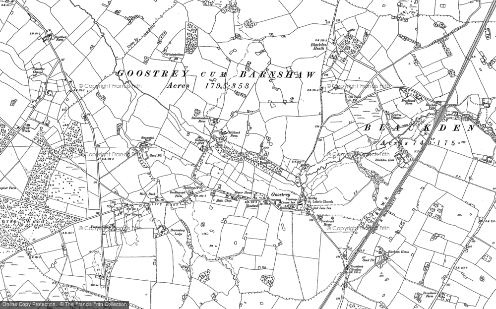 Old Map of Historic Map covering Blackden Hall in 1897