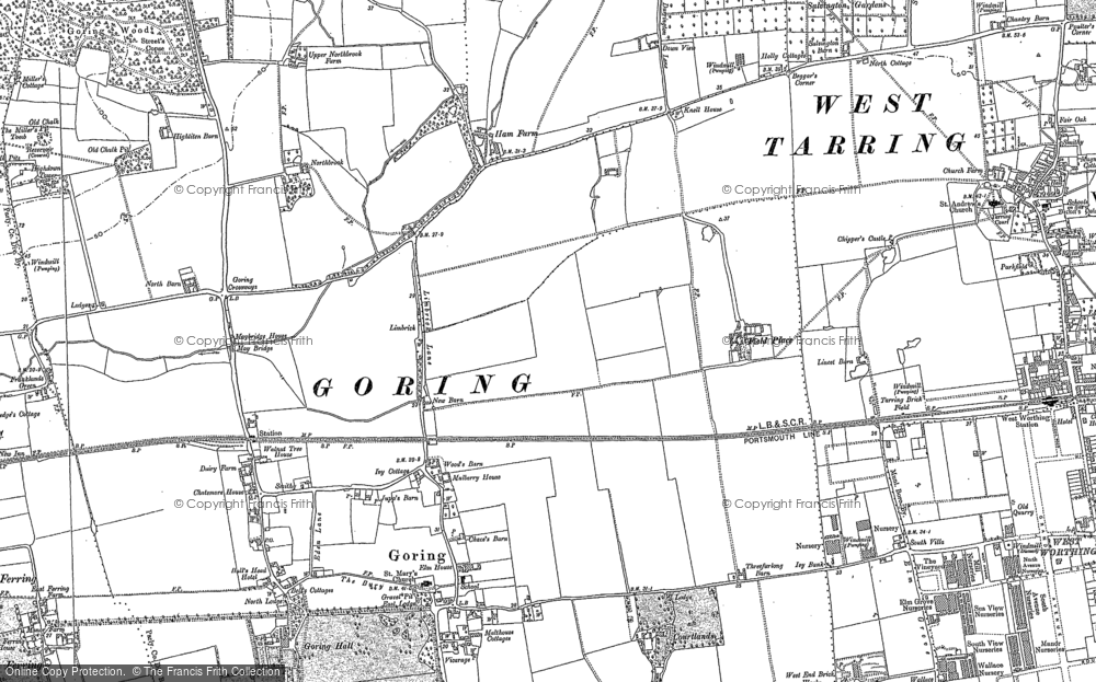 Old Map of Goring-by-Sea, 1896 - 1910 in 1896