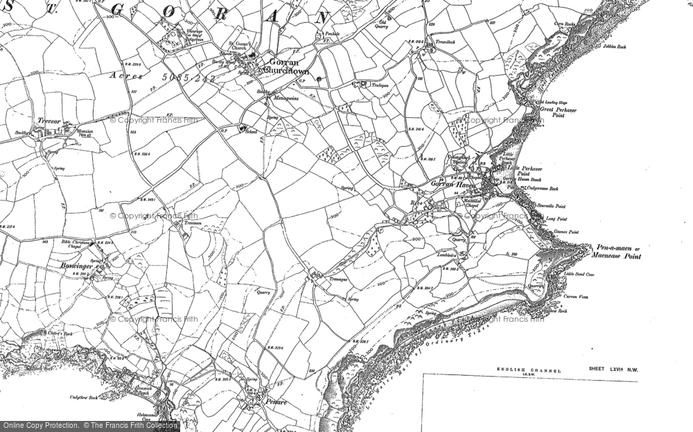 Old Map of Historic Map covering Bow in 1879