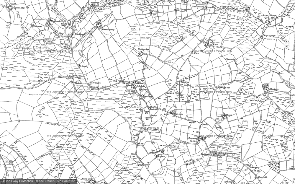 Old Map of Historic Map covering Blaenau-gwenog in 1887