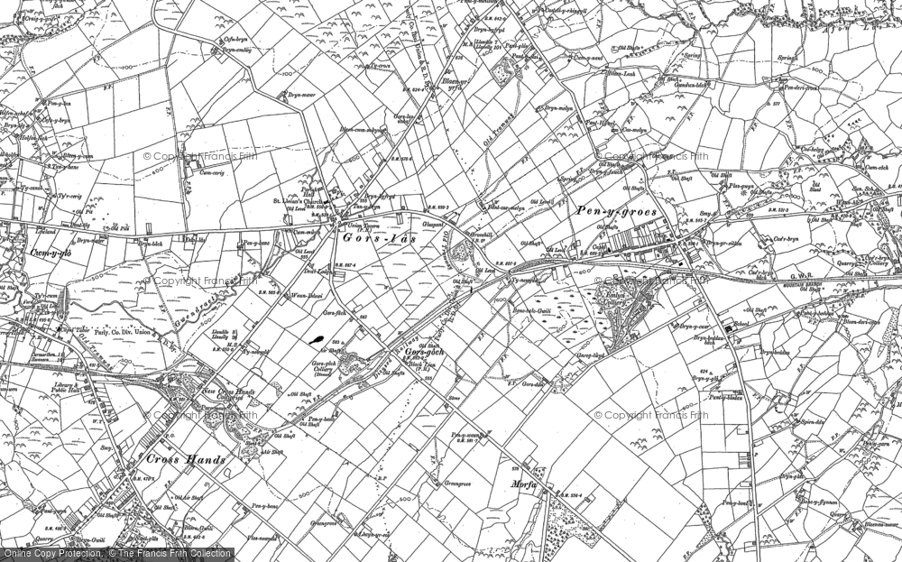 Old Map of Historic Map covering Castell-y-rhingyll in 1888