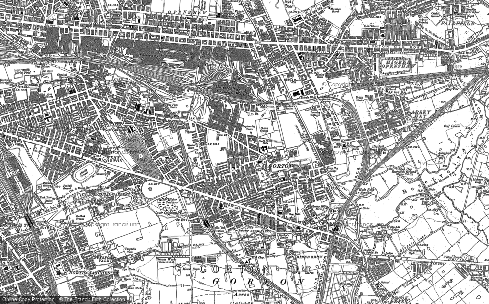 Old Map of Gorton, 1890 - 1906 in 1890