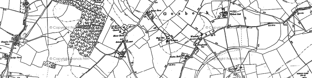 Old map of Gosbeck in 1883