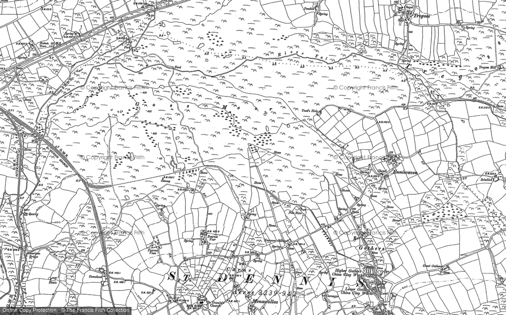Old Map of Goss Moor, 1880 in 1880