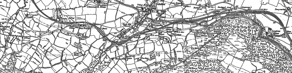 Old map of Govilon in 1899