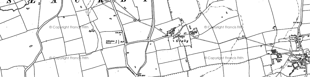 Old map of Graby in 1886