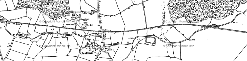 Old map of Grafham in 1887