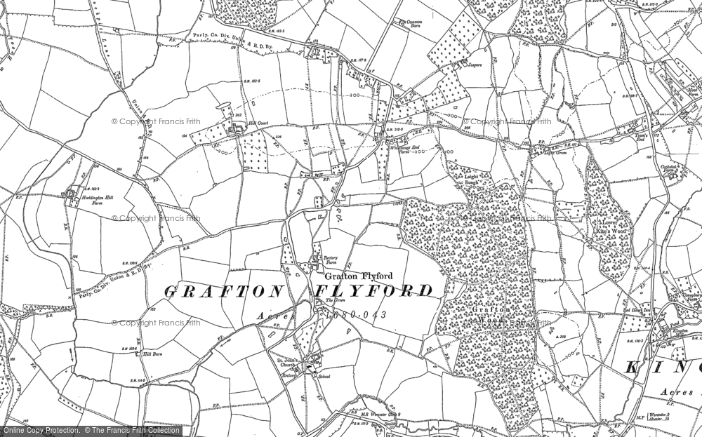 Old Map of Grafton Flyford, 1884 - 1903 in 1884