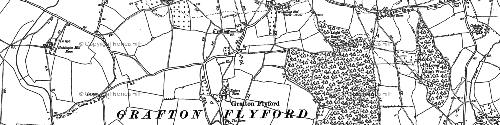 Old map of Grafton Flyford in 1884