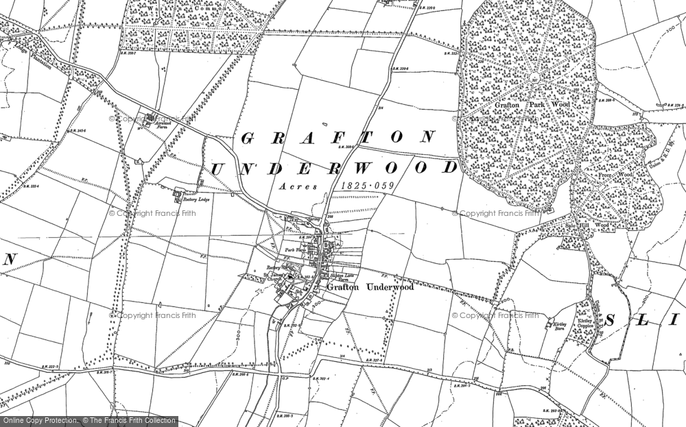 Old Map of Grafton Underwood, 1884 in 1884