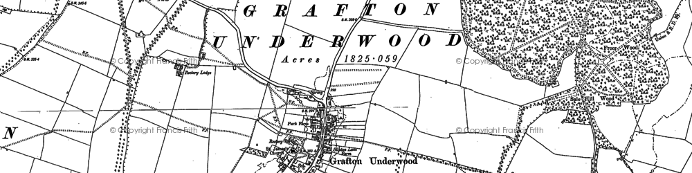 Old map of Grafton Underwood in 1884