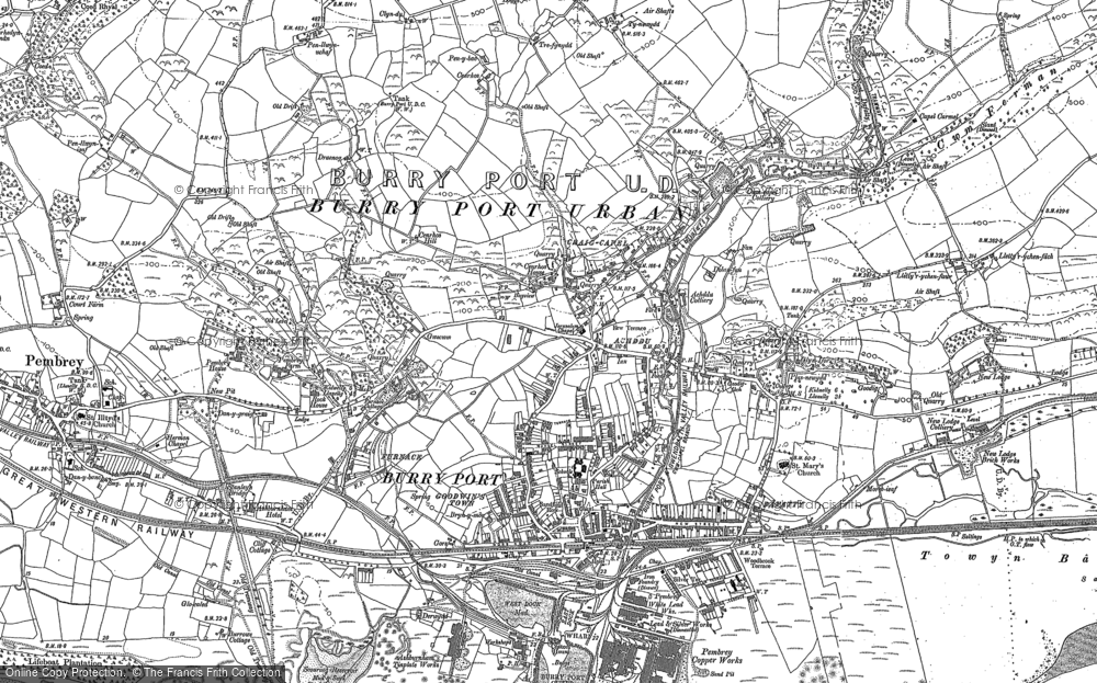 Old Map of Historic Map covering Cwm Capel in 1879