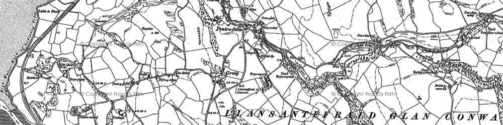 Old map of Pentrefelin in 1911