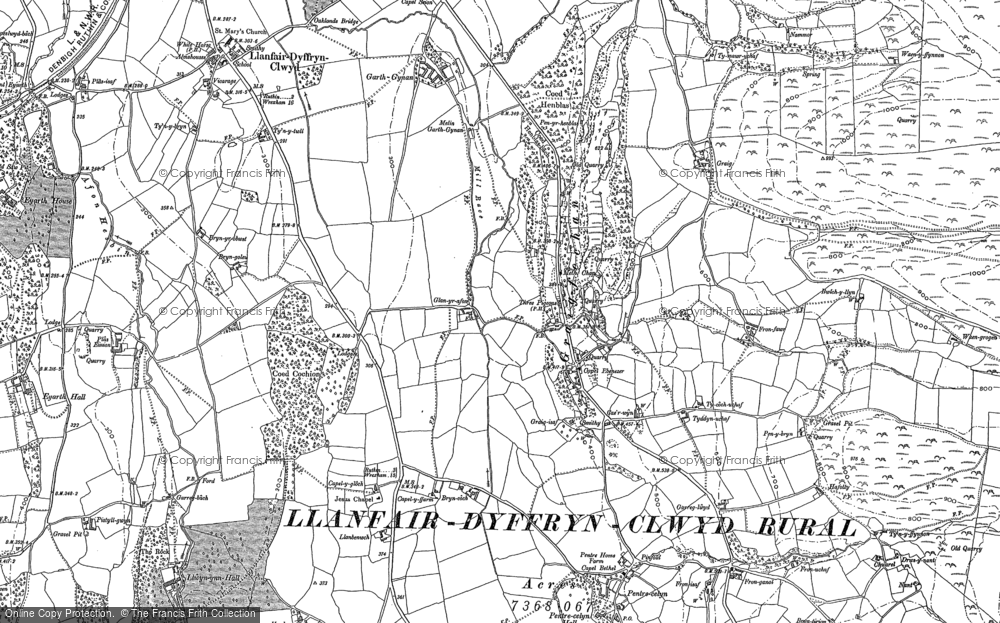 Old Map of Historic Map covering Bryn-chwareu in 1898