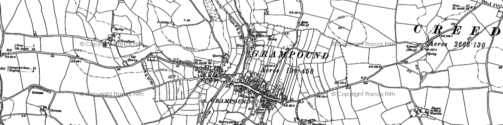 Old map of Grampound in 1879