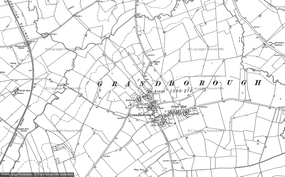 Old Map of Granborough, 1898 in 1898