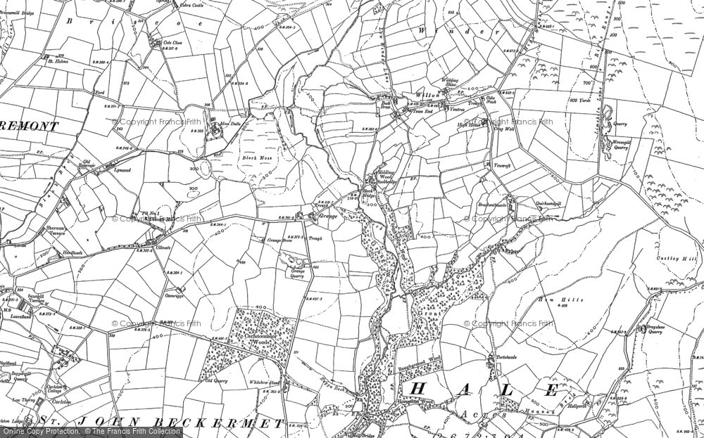 Old Map of Historic Map covering Black Beck in 1898
