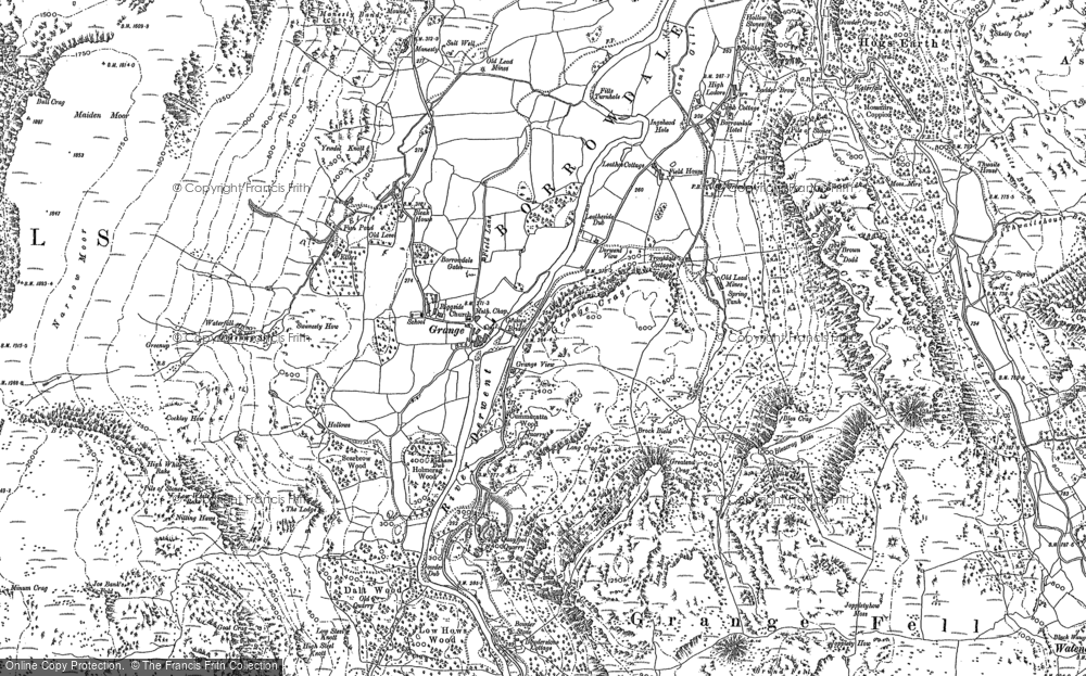 Old Map of Historic Map covering Borrowdale Gates in 1898