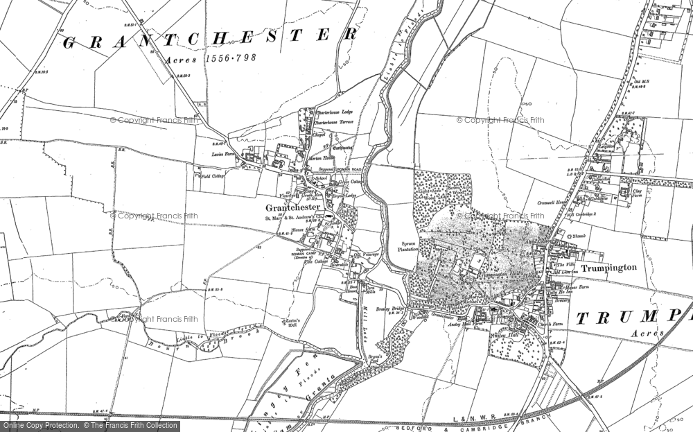 Old Map of Grantchester, 1885 - 1886 in 1885