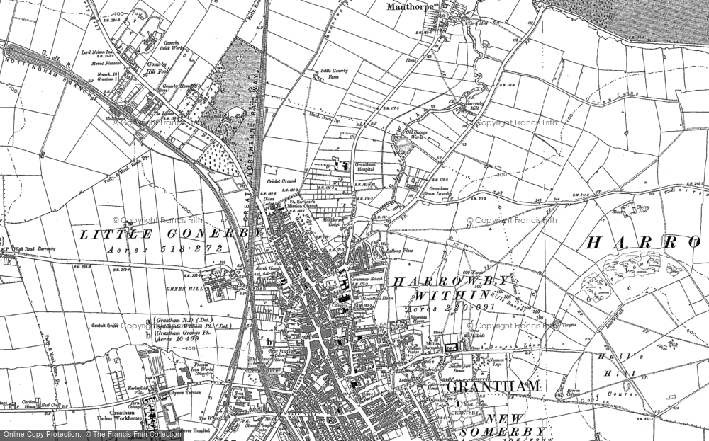Old Map of Grantham, 1885 - 1903 in 1885