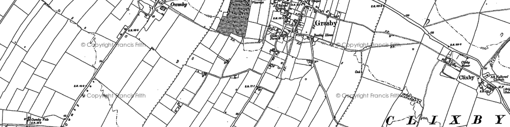 Old map of Grasby in 1886