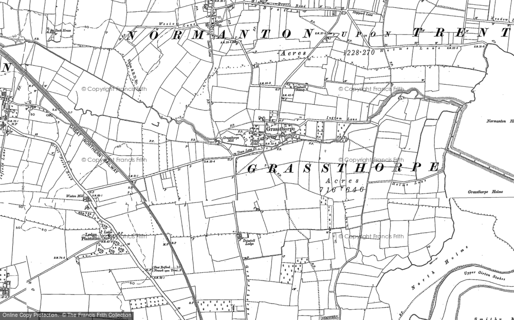 Old Map of Grassthorpe, 1884 in 1884