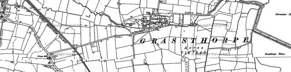 Old map of Grassthorpe in 1884