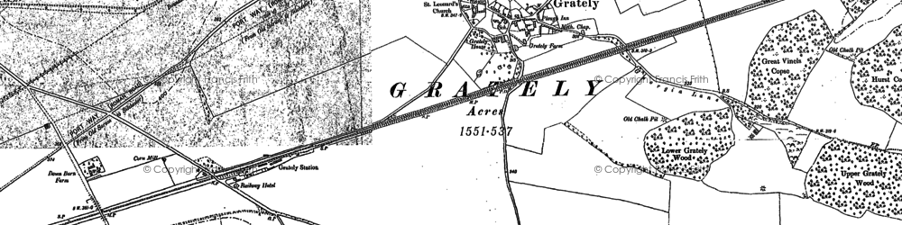 Old map of Grateley in 1894