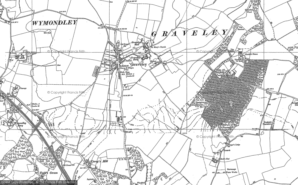 Old Map of Graveley, 1896 - 1897 in 1896