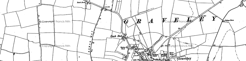 Old map of Graveley in 1900
