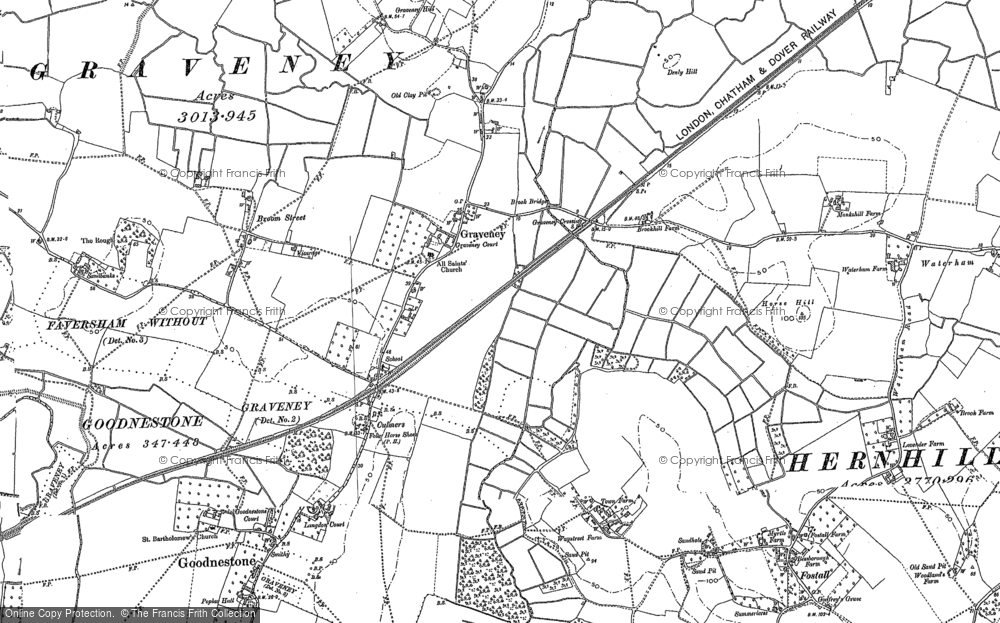 Old Map of Graveney, 1896 in 1896