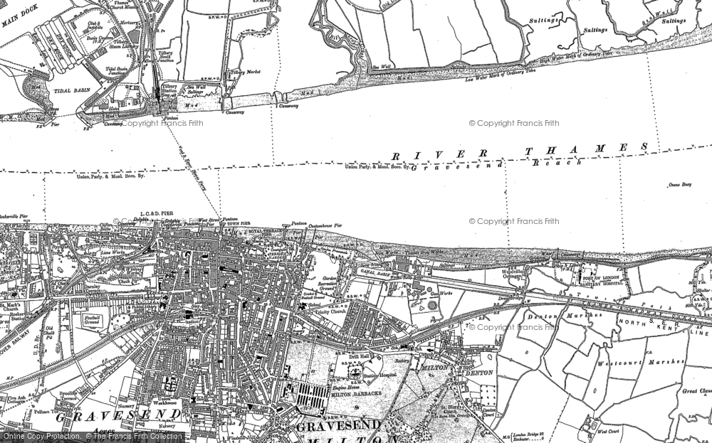 Old Map of Gravesend, 1895 in 1895