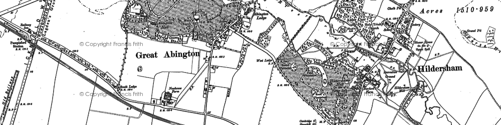 Old map of Great Abington in 1885