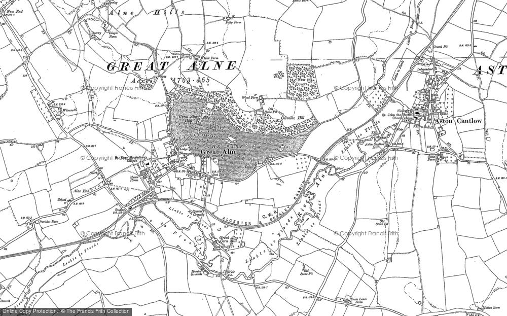 Old Map of Historic Map covering Alne Hills in 1885