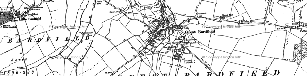 Old map of Great Bardfield in 1896
