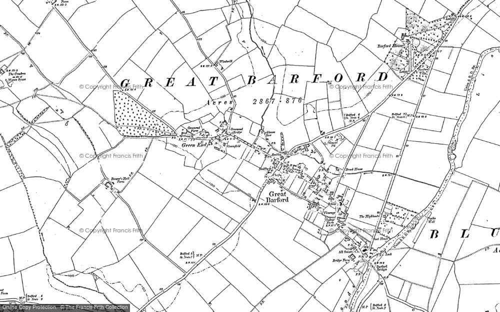 Old Map of Great Barford, 1882 in 1882