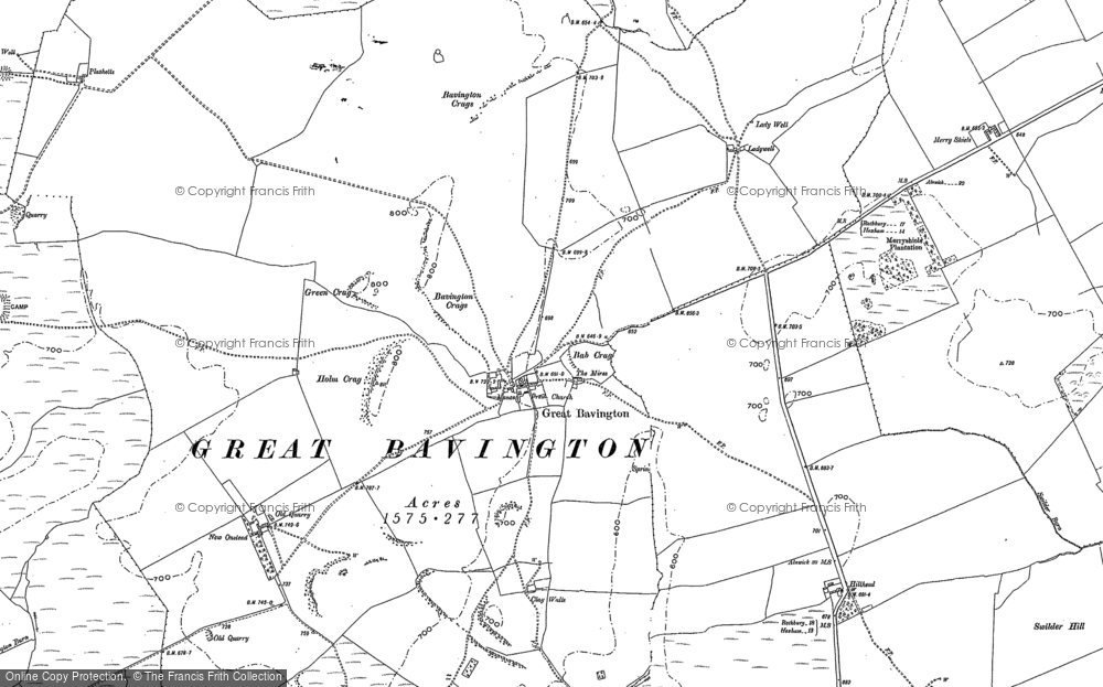 Old Map of Historic Map covering Bavington Hill Head in 1895