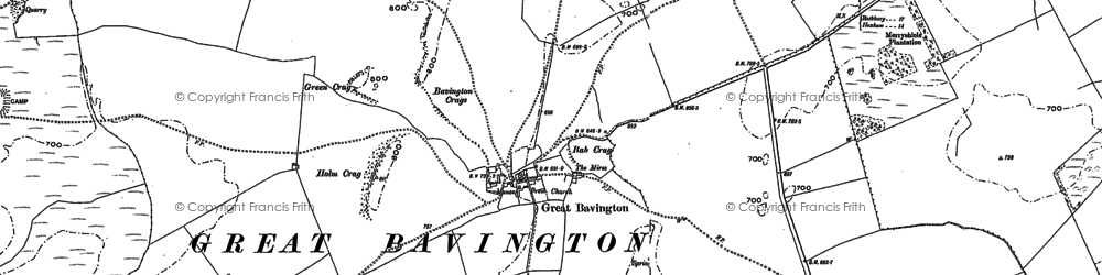 Old map of Great Bavington in 1895