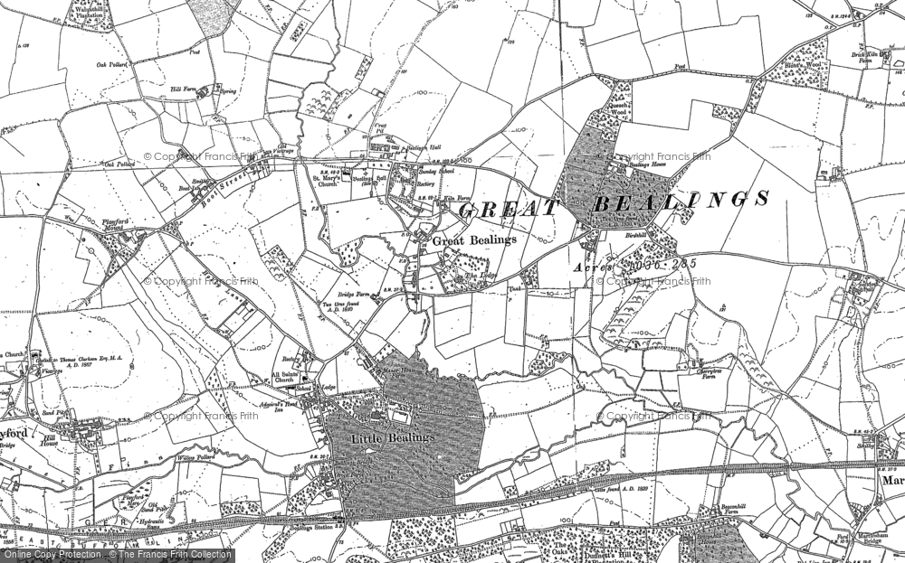 Old Map of Great Bealings, 1881 in 1881