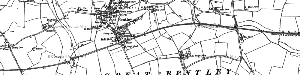 Old map of Aingers Green in 1896