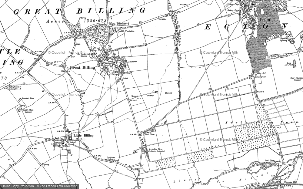 Old Map of Great Billing, 1884 in 1884