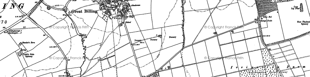 Old map of Great Billing in 1884