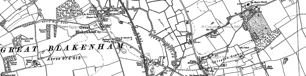 Old map of Great Blakenham in 1883