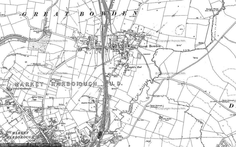 Old Map of Great Bowden, 1899 - 1902 in 1899