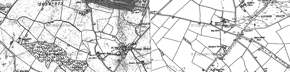 Old map of Great Braxted in 1895