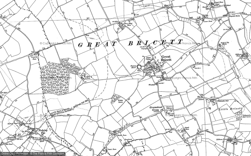 Old Map of Great Bricett, 1884 in 1884