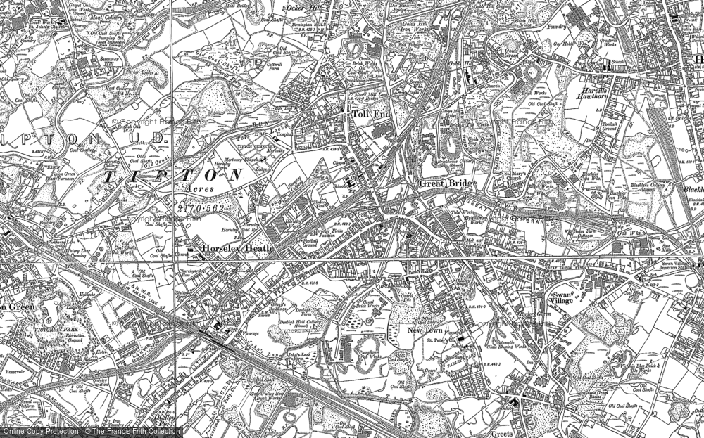 Old Map of Historic Map covering Horseley Heath in 1885